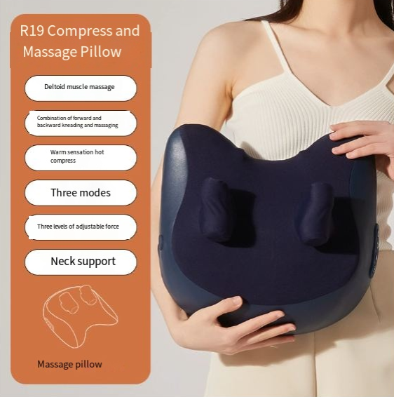 Shiatsu Neck & Shoulder Massage Pillow – Deep Kneading Heat Therapy for Pain Relief