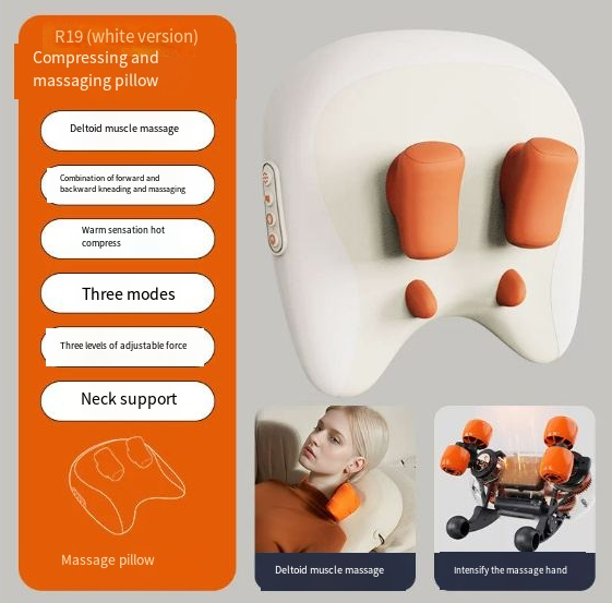 Shiatsu Neck & Shoulder Massage Pillow – Deep Kneading Heat Therapy for Pain Relief